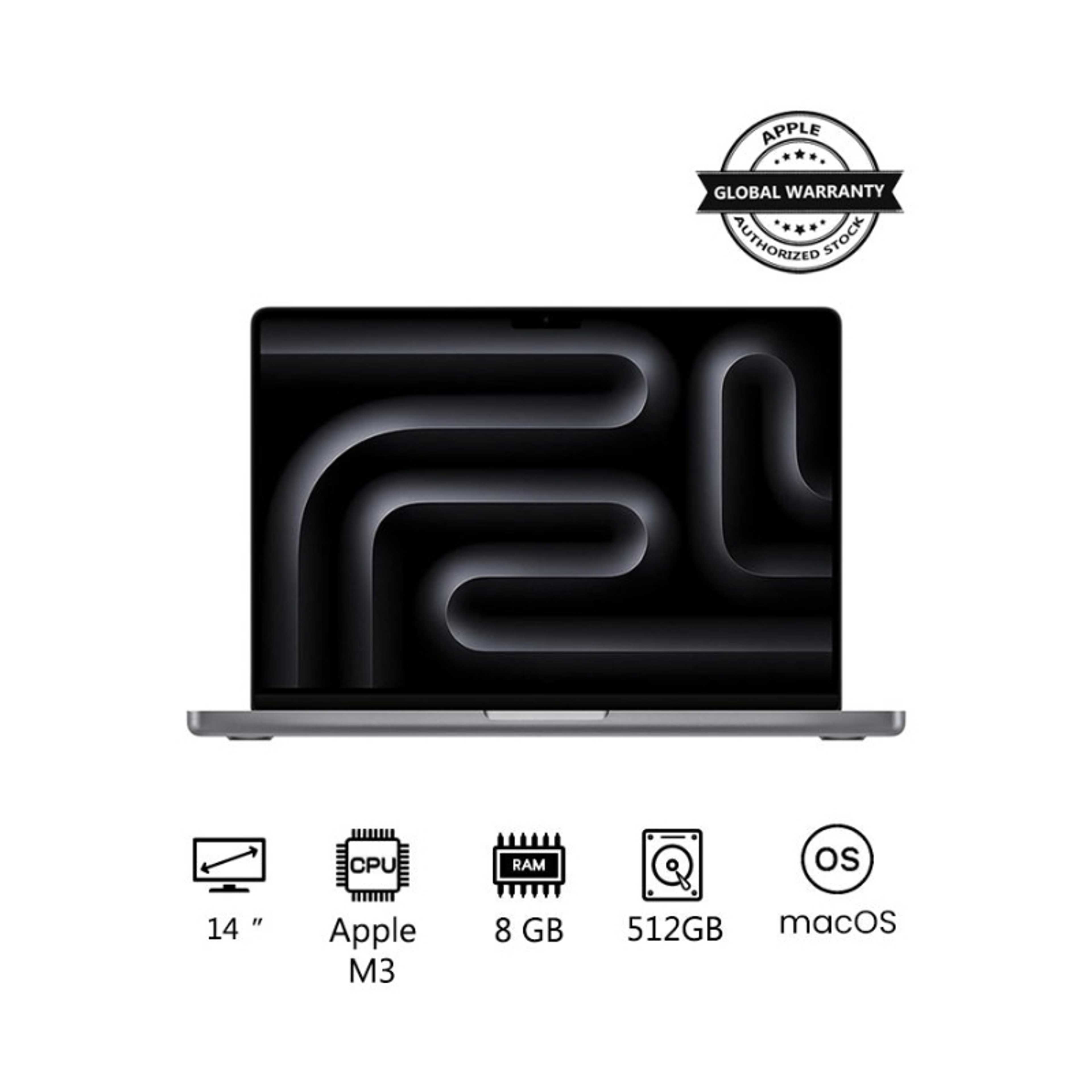 2023 Newest MacBook Pro MTL73 Laptop M3 chip with 8‑core CPU, 10‑core GPU: 14.2-inch Liquid Retina XDR Display, 8GB Unified Memory, 512GB SSD Storage And Works with iPhone/iPad English/Arabic Space Grey - Product Main Image